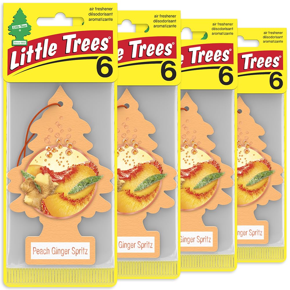 Little Trees Peach Ginger Spritz hanging tree freshens car with lasting aroma