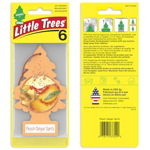Little Trees Peach Ginger Spritz 24-pack keeps spaces smelling fresh over weeks
