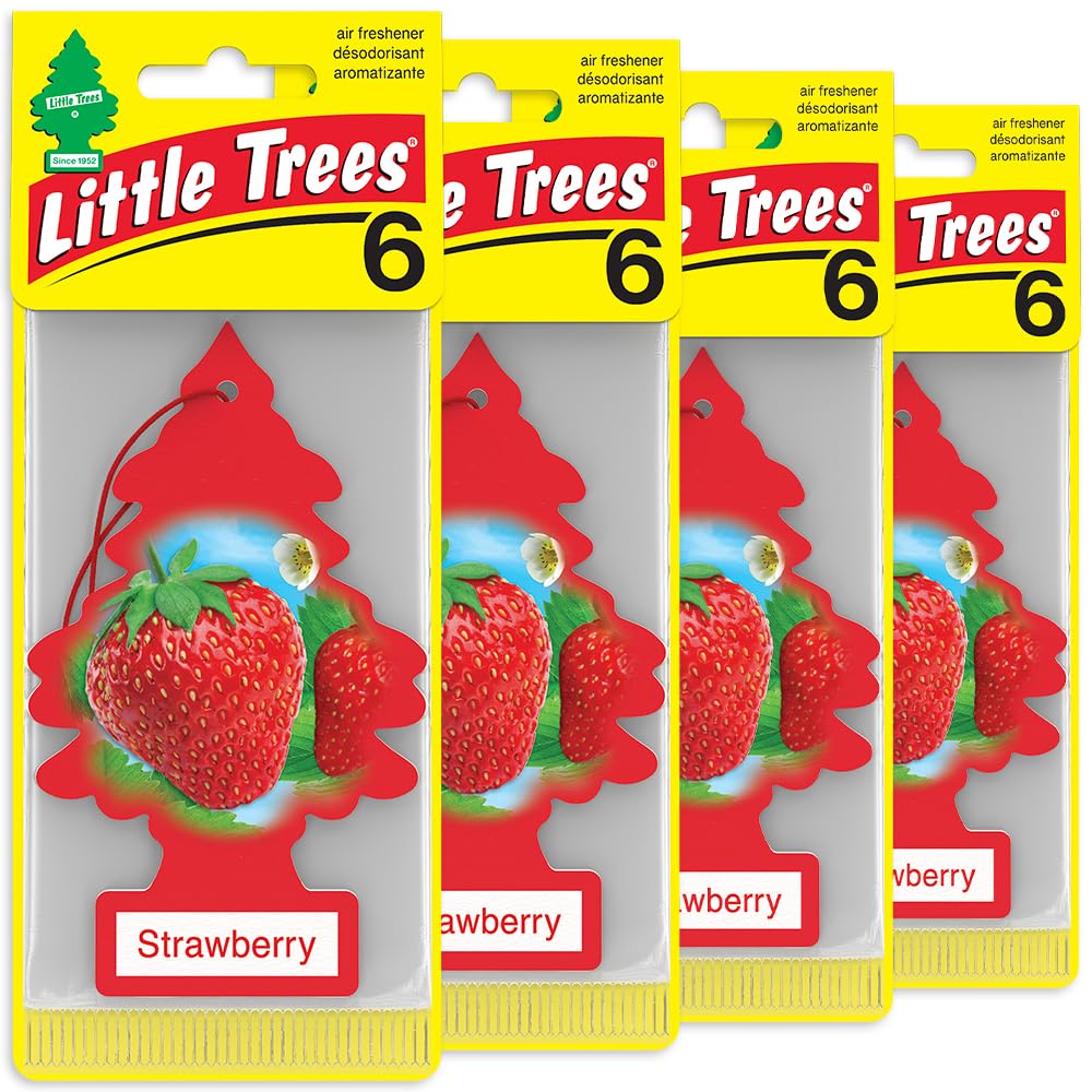 LITTLE TREES Strawberry hanging tree in car delivers a lasting fragrance.