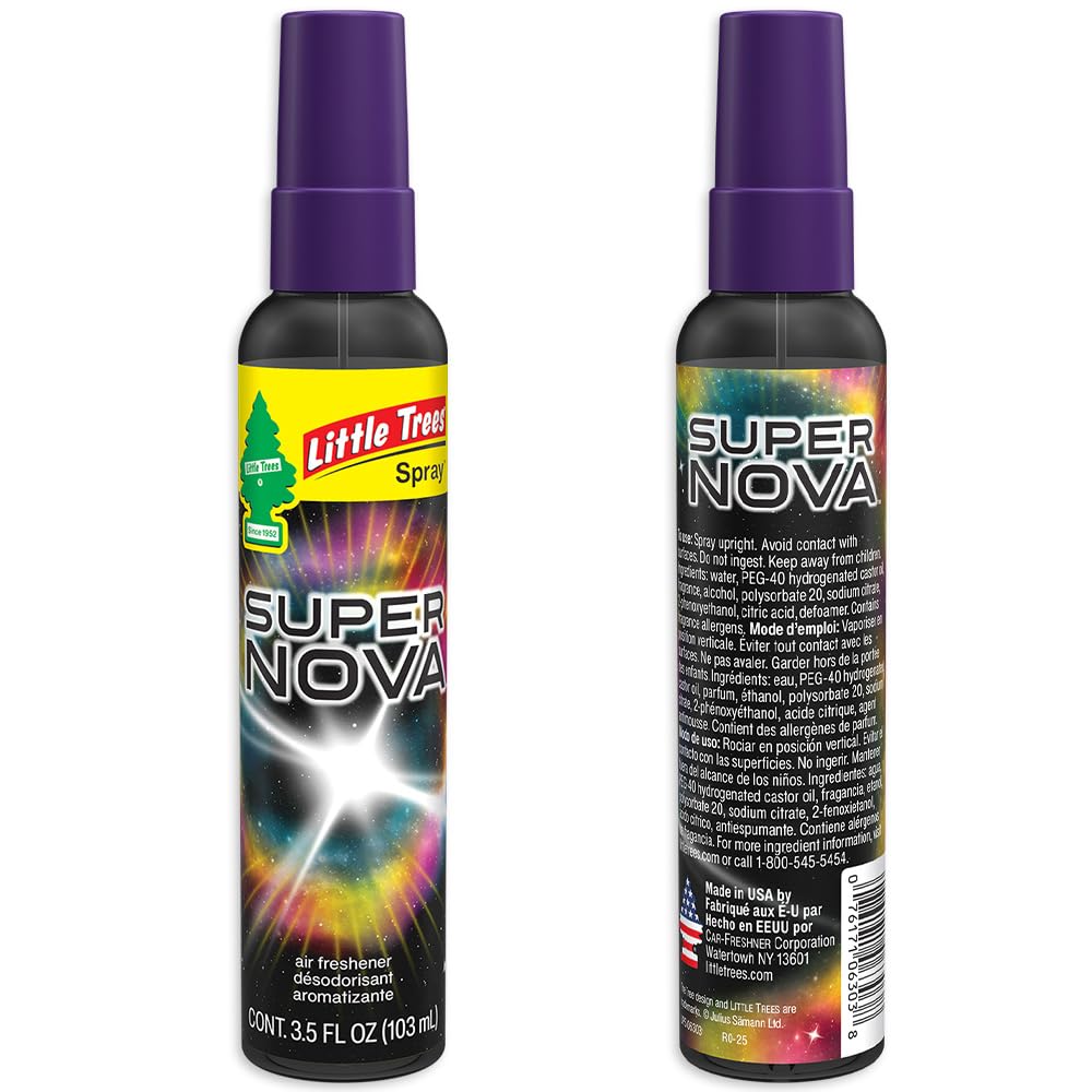 LITTLE TREES Supernova 3-5oz packaging communicates compact, on-the-go freshness