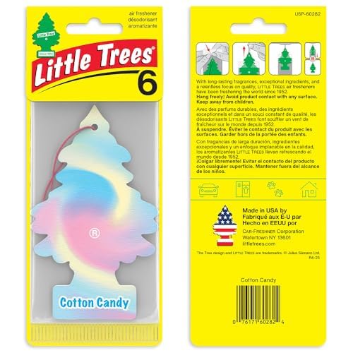 LITTLE TREES Cotton Candy fragrance note with vanilla, strawberry, and caramel.