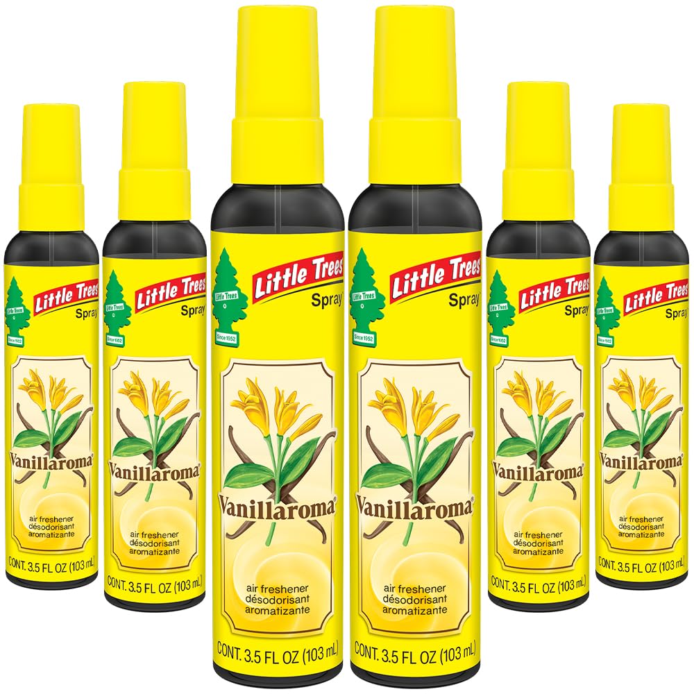LITTLE TREES Vanillaroma spray bottle front for car or home freshness.