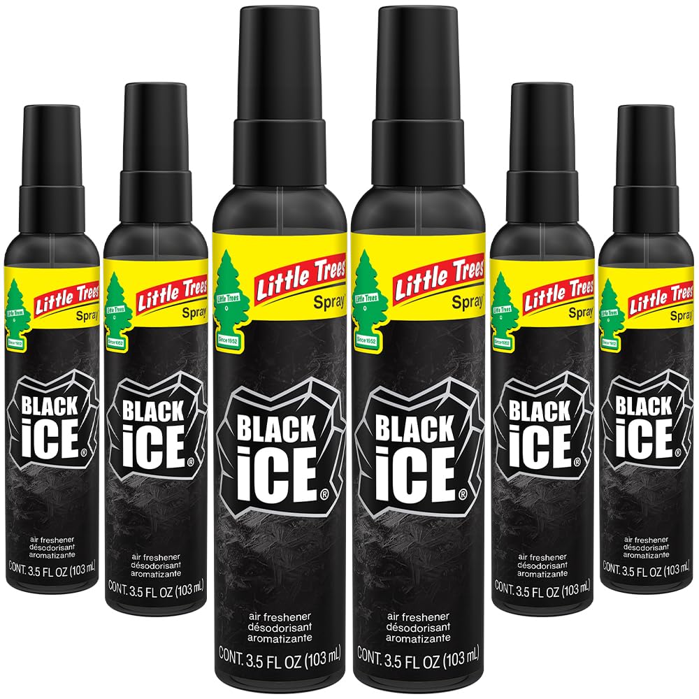 LITTLE TREES Black Ice spray bottle delivering long-lasting freshness for car interiors
