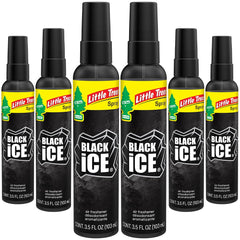LITTLE TREES Black Ice spray bottle delivering long-lasting freshness for car interiors
