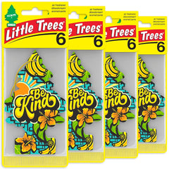 LITTLE TREES Hanging Tree Be Kind fragrance label, tropical hibiscus and banana scent.