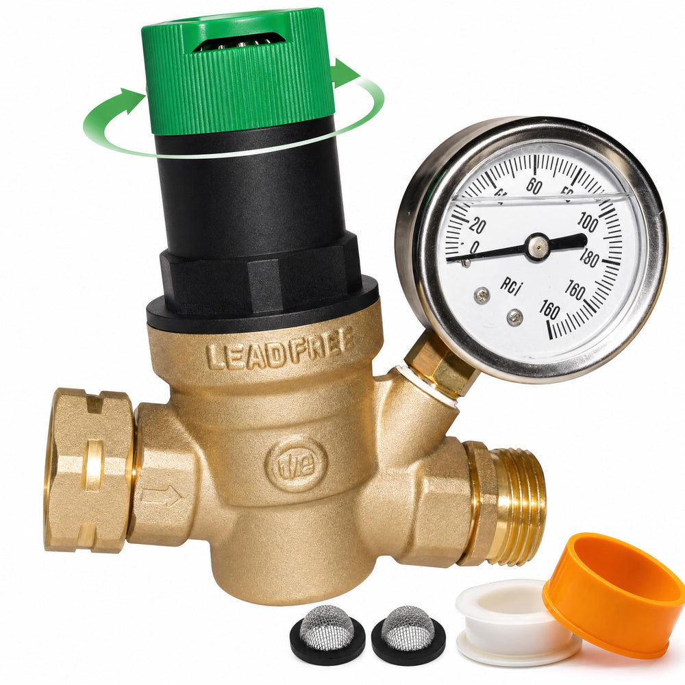 LIULO TOOL RV regulator with gauge shows real-time pressure for safe RV hookups