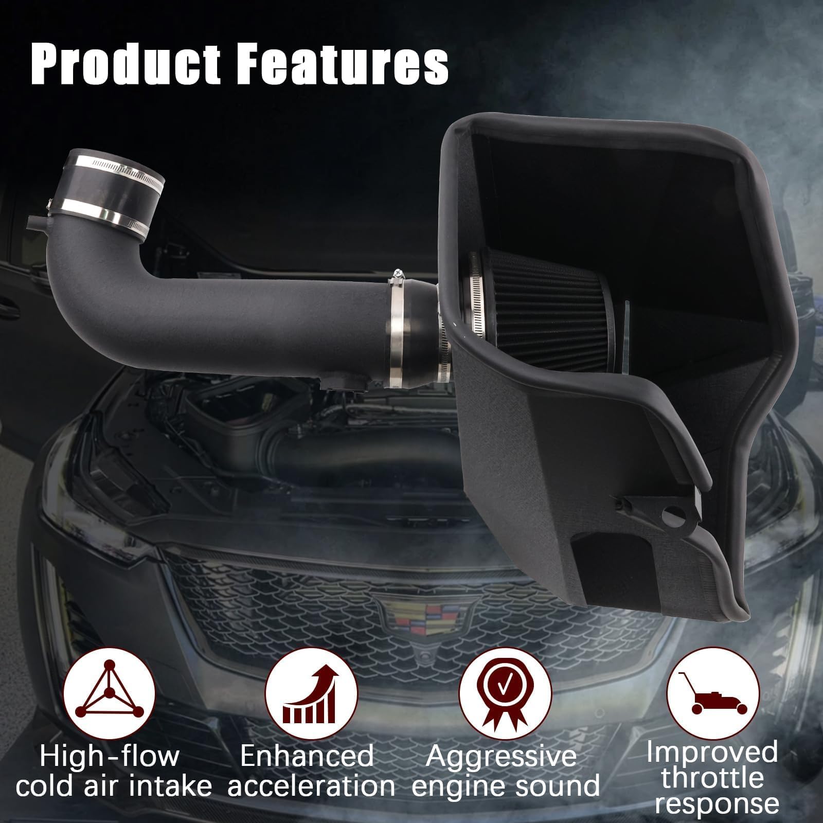 LIUWEIRACING cold air intake Escalade boosts throttle response and idle stability