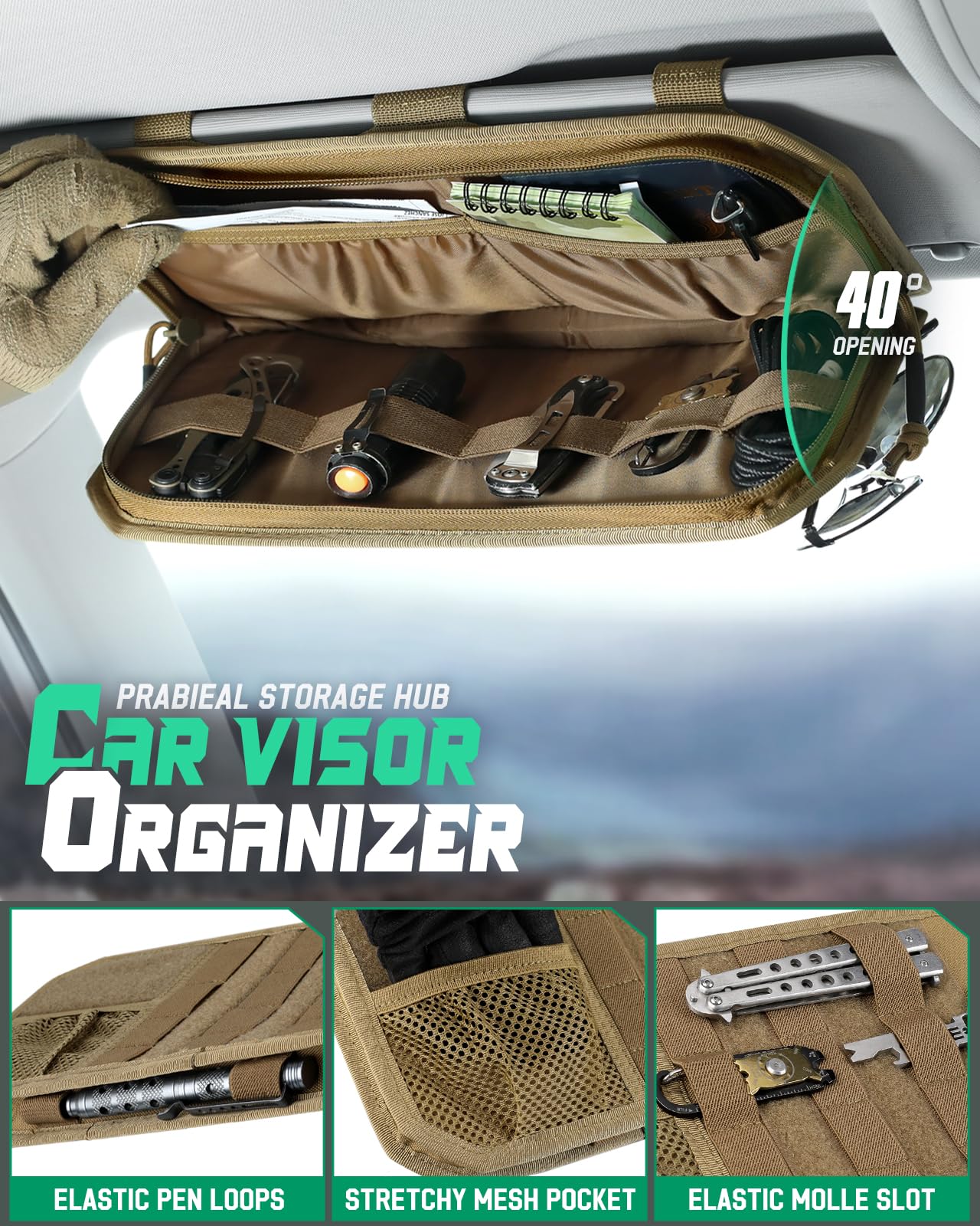 LIVANS glasses holder providing easy access to sunglasses and small essentials.