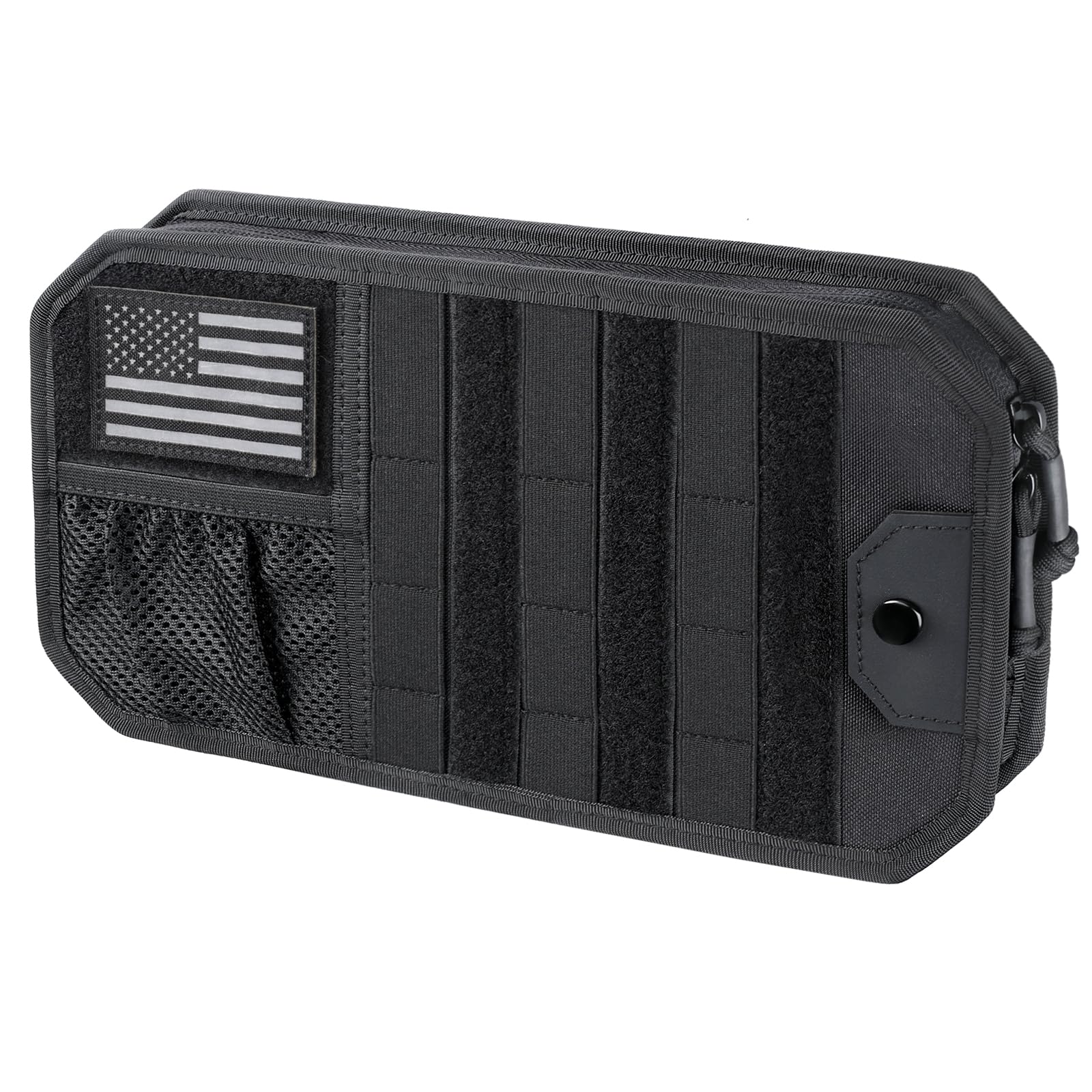 LIVANS Tactical Car Sun Visor Organizer front view with accessible sunglasses pocket.