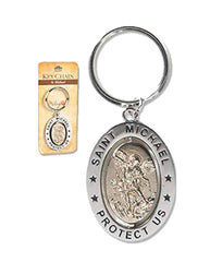 Living Grace Saint Michael key ring with dual tone finish, a portable spiritual reminder for travel or daily driving