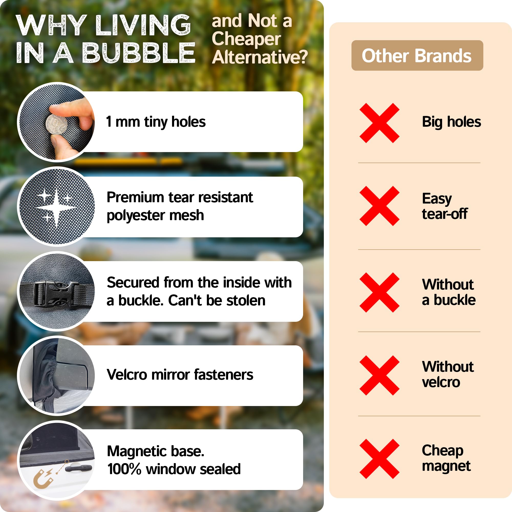 Living in a Bubble fits most cars and vans, enhancing airflow.