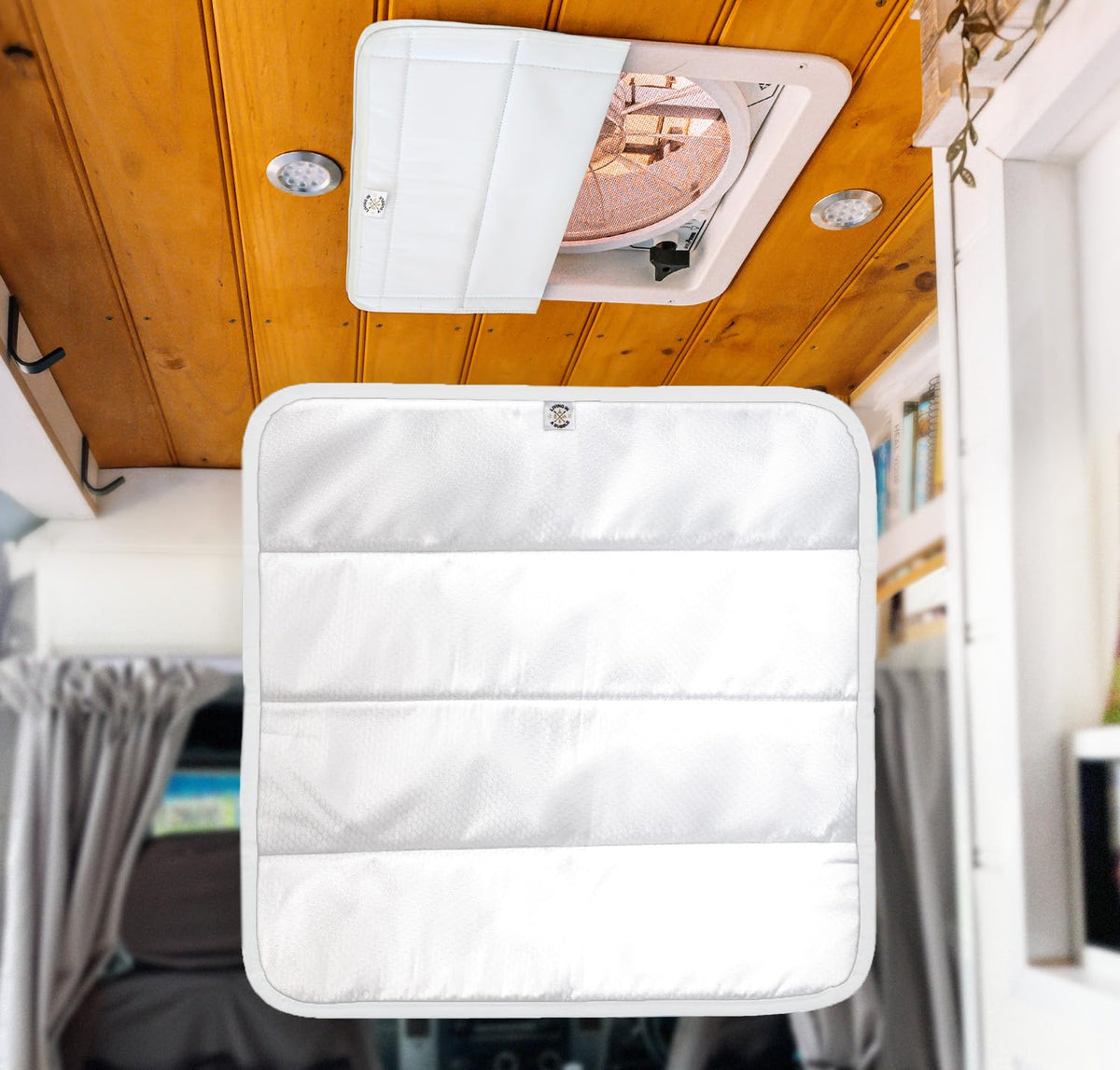 Living in a Bubble MaxxAir roof vent cover seals the 16.5x16.5 opening for light and draft reduction.