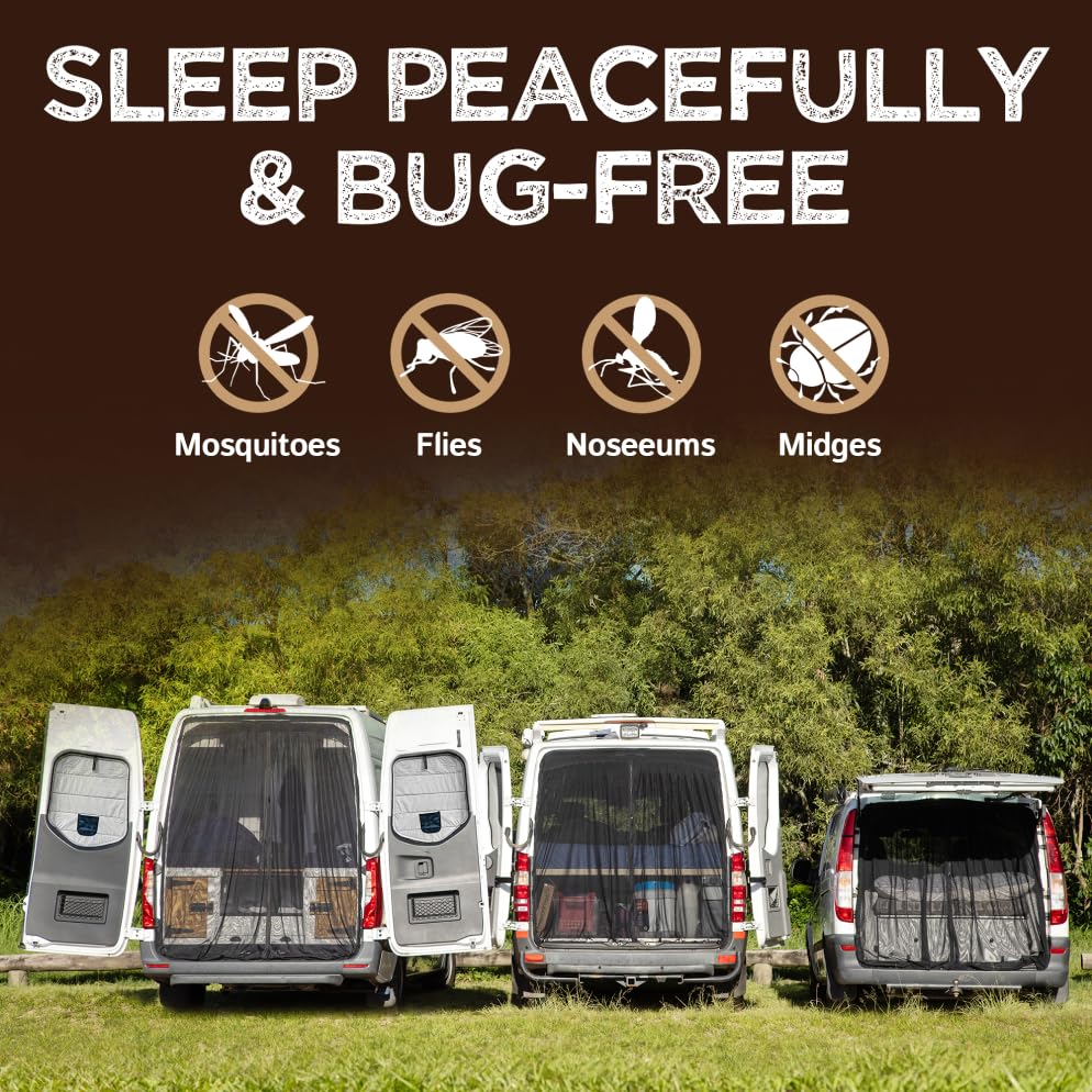 Living in a Bubble van bug screen with a center zipper enables easy passage.