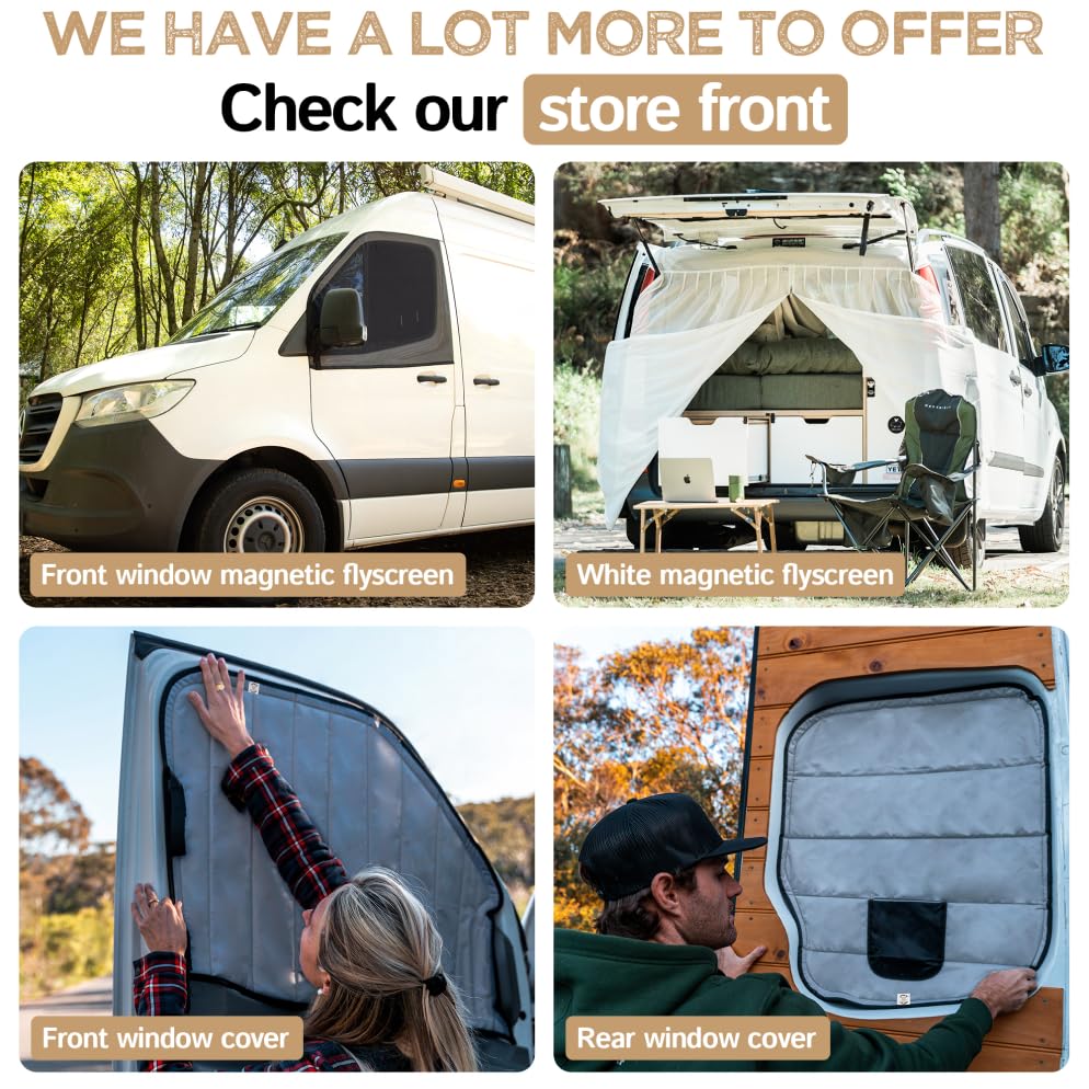 Living in a Bubble van bug screen seals on all sides for complete closure.