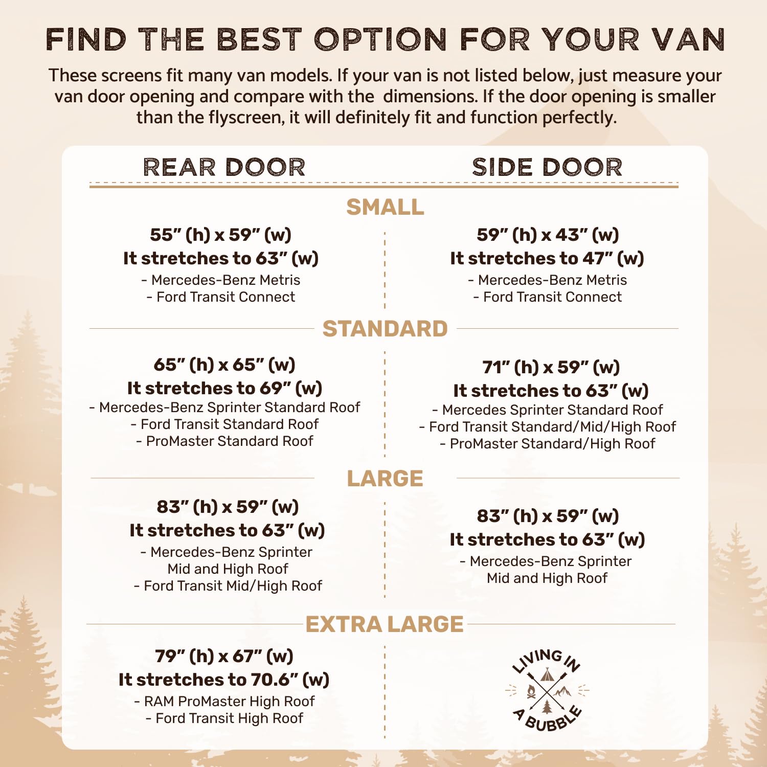 Living in a Bubble van bug screen with magnet seals secures the side door against insects.