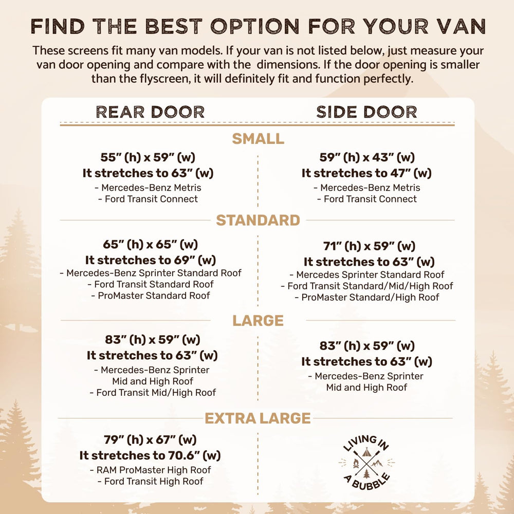 Living in a Bubble van bug screen with magnet seals secures the side door against insects.