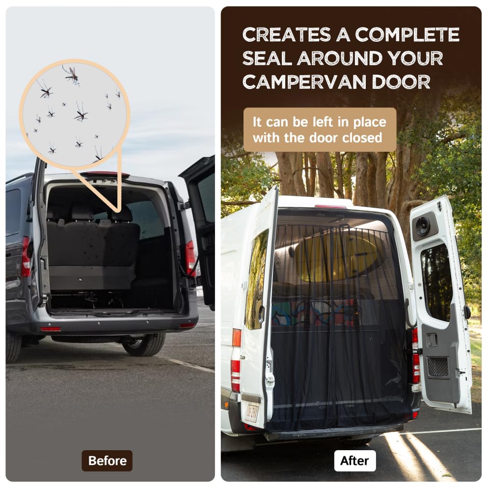 Living in a Bubble screen shades sun and promotes ventilation inside the camper.
