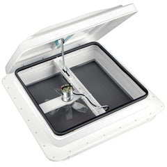 Livpow RV roof vent with reversible 12V fan for flexible airflow control.