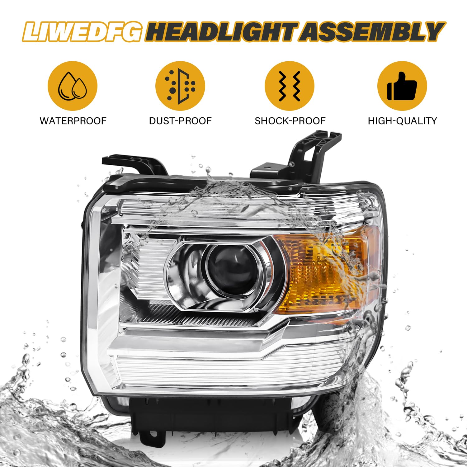 LIWEDFG headlight assembly waterproof and dustproof design for all-weather use.