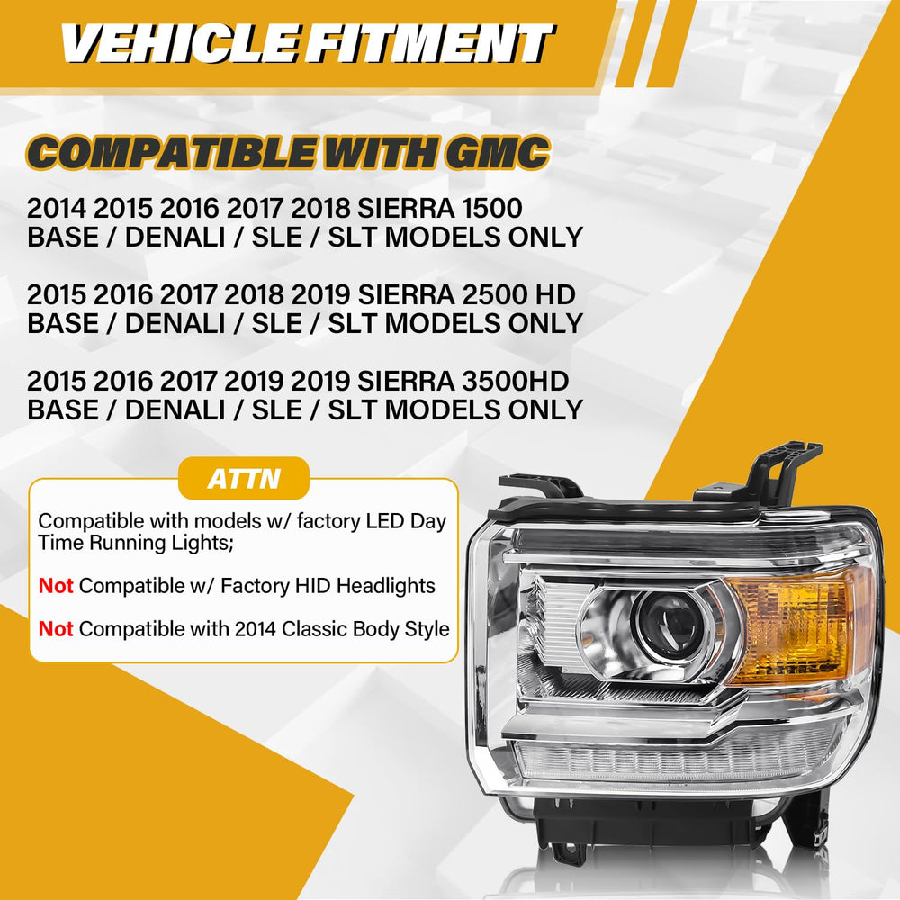 LIWEDFG chrome housing headlight with amber reflector right side, durable and weather-ready.
