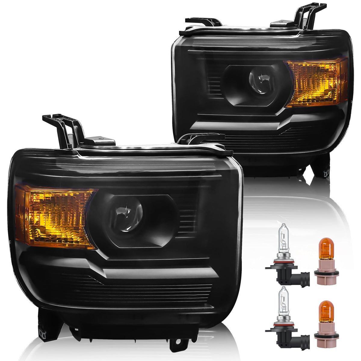 LIWEDFG Sierra headlight left with black housing and amber reflector improves night visibility