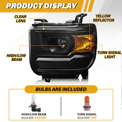 LIWEDFG Sierra headlight right with black housing and amber reflector boosts road safety