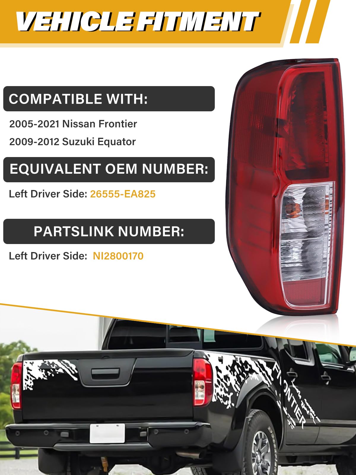 LIWEDFG Suzuki Equator tail light left red lens enhances signal clarity