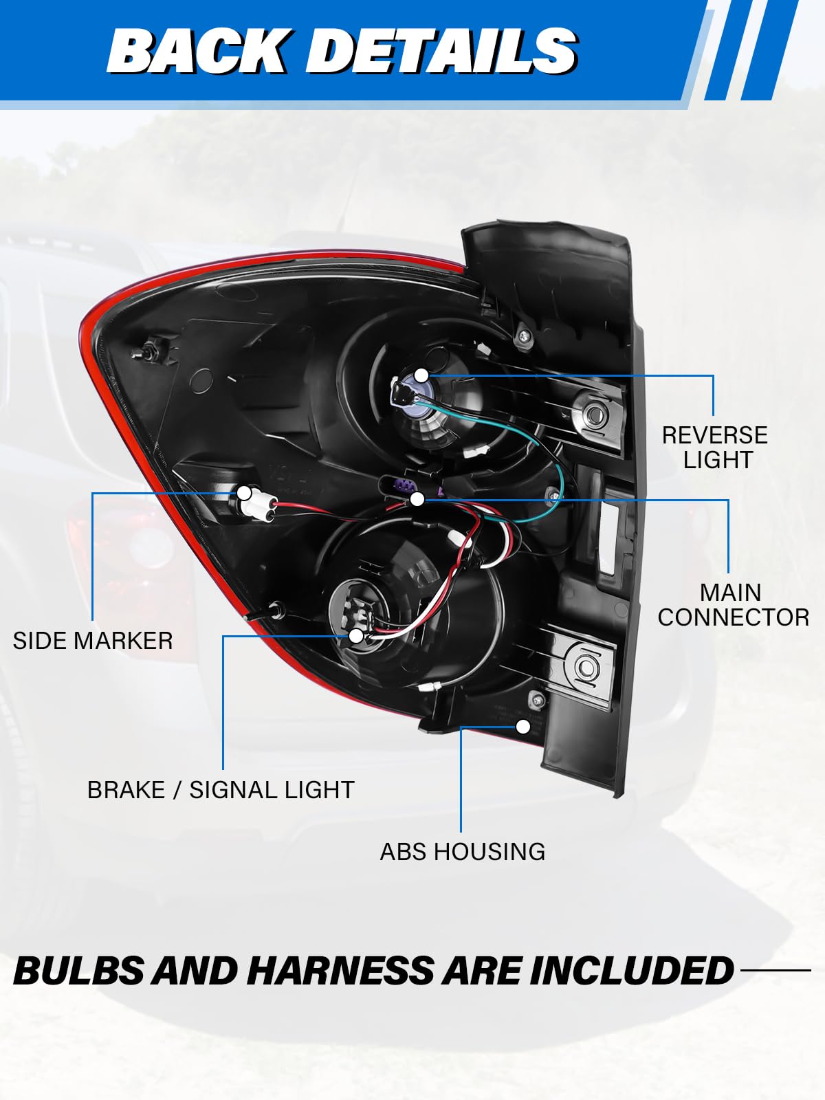 LIWEDFG chrome housing and red lens tail light for durability.