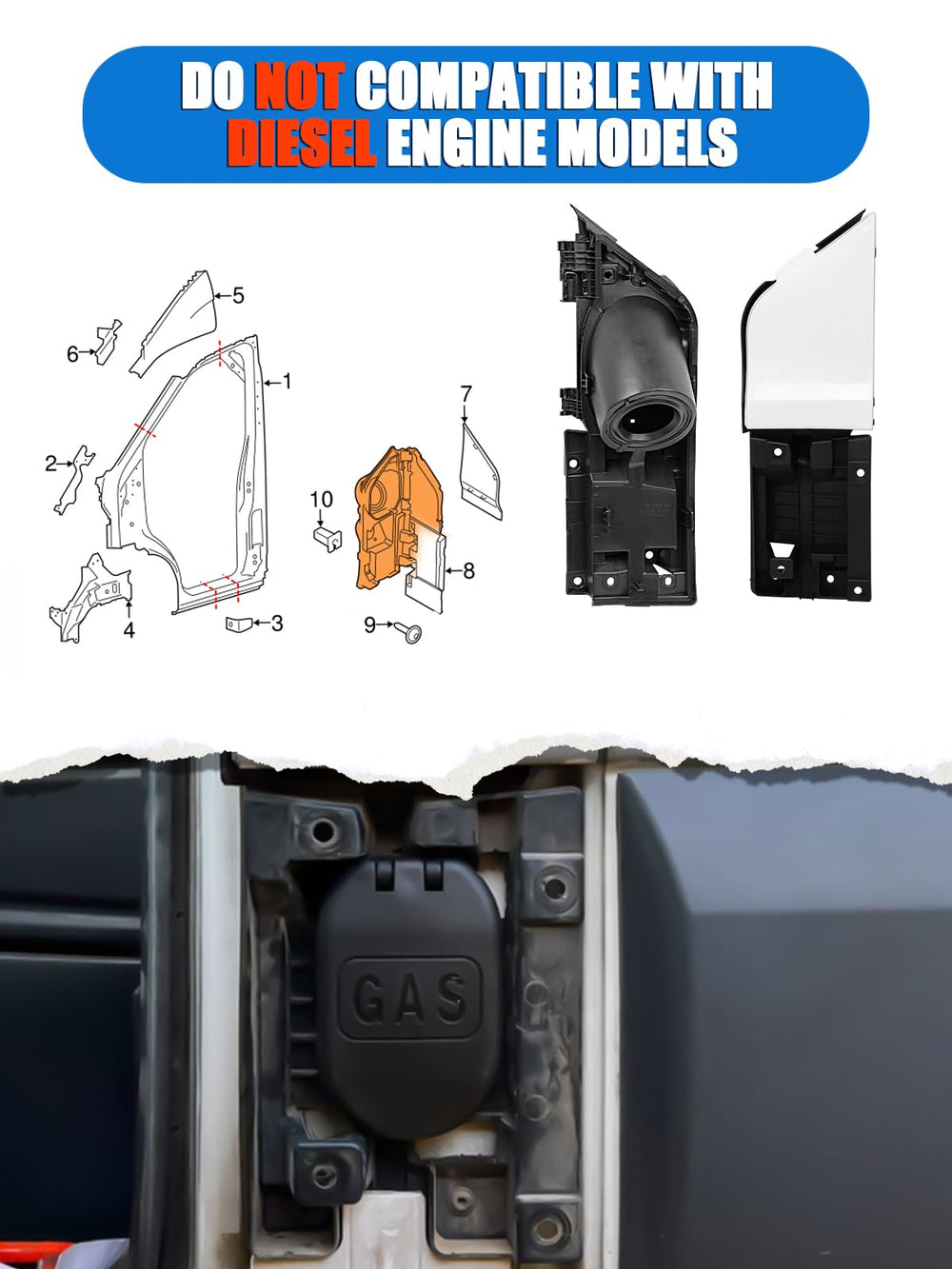 LIWEDFG Transit fuel door compatibility supports gasoline Transit models from 2015 to 2023