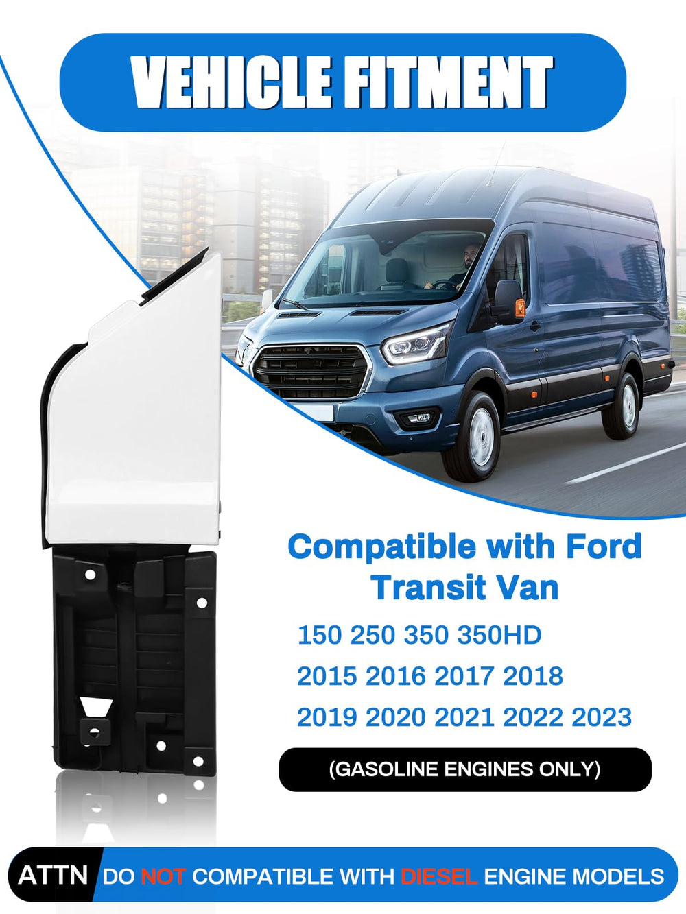 LIWEDFG Transit fuel door package includes complete kit and white cover for DIY install