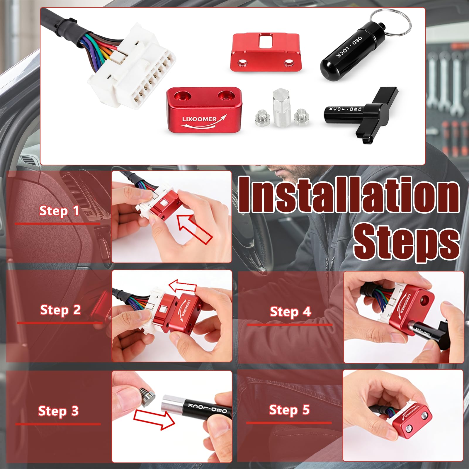 LIXOOMER OBD Port Lock compatibility non-GM confirms Ford, Toyota, Honda fit