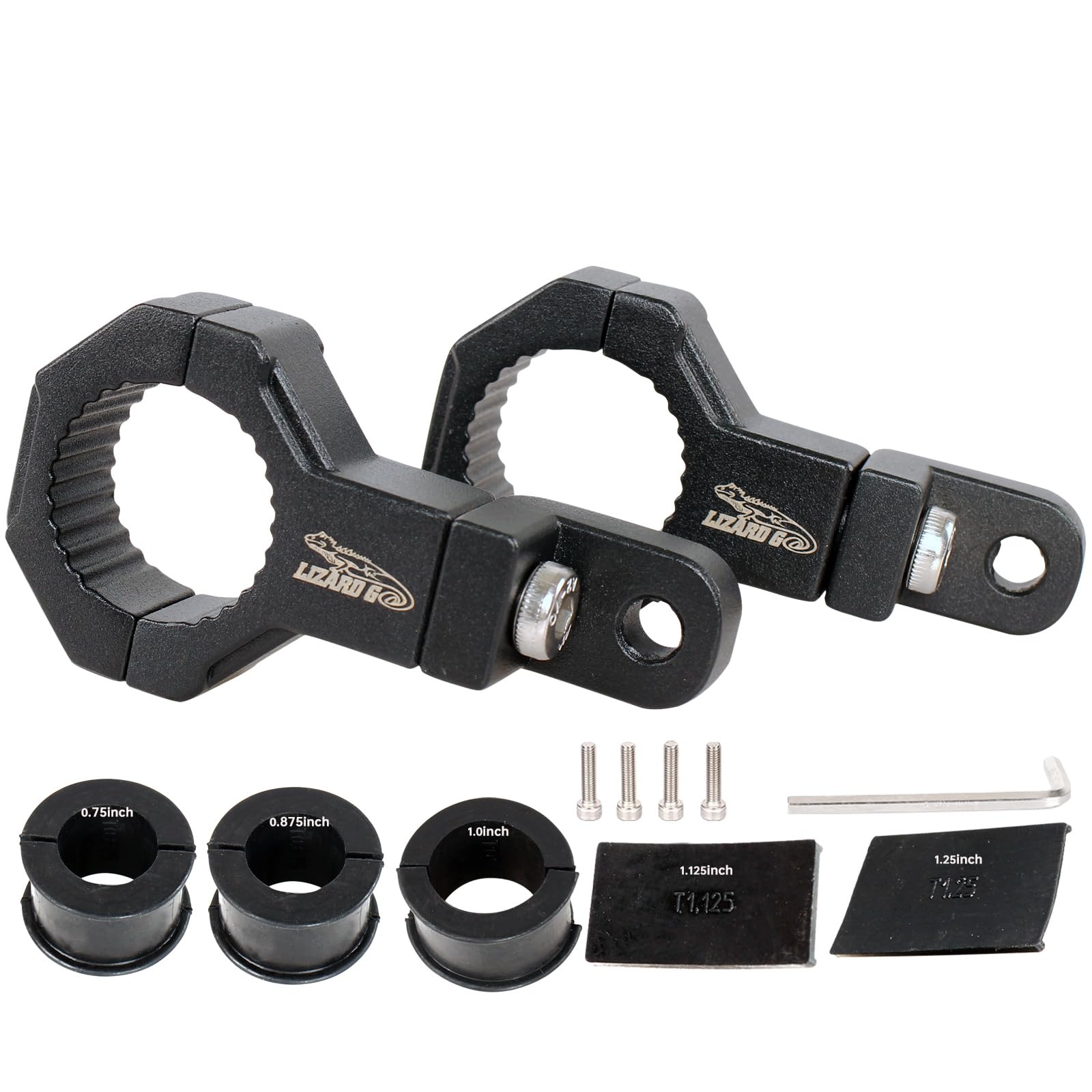LIZARD GO bar clamps 0.75-1.25 inch on ATV/UTV bars securely mounting accessories.