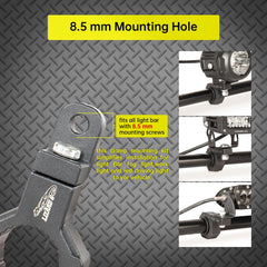 LIZARD GO anodized black clamps on rugged off-road bars.