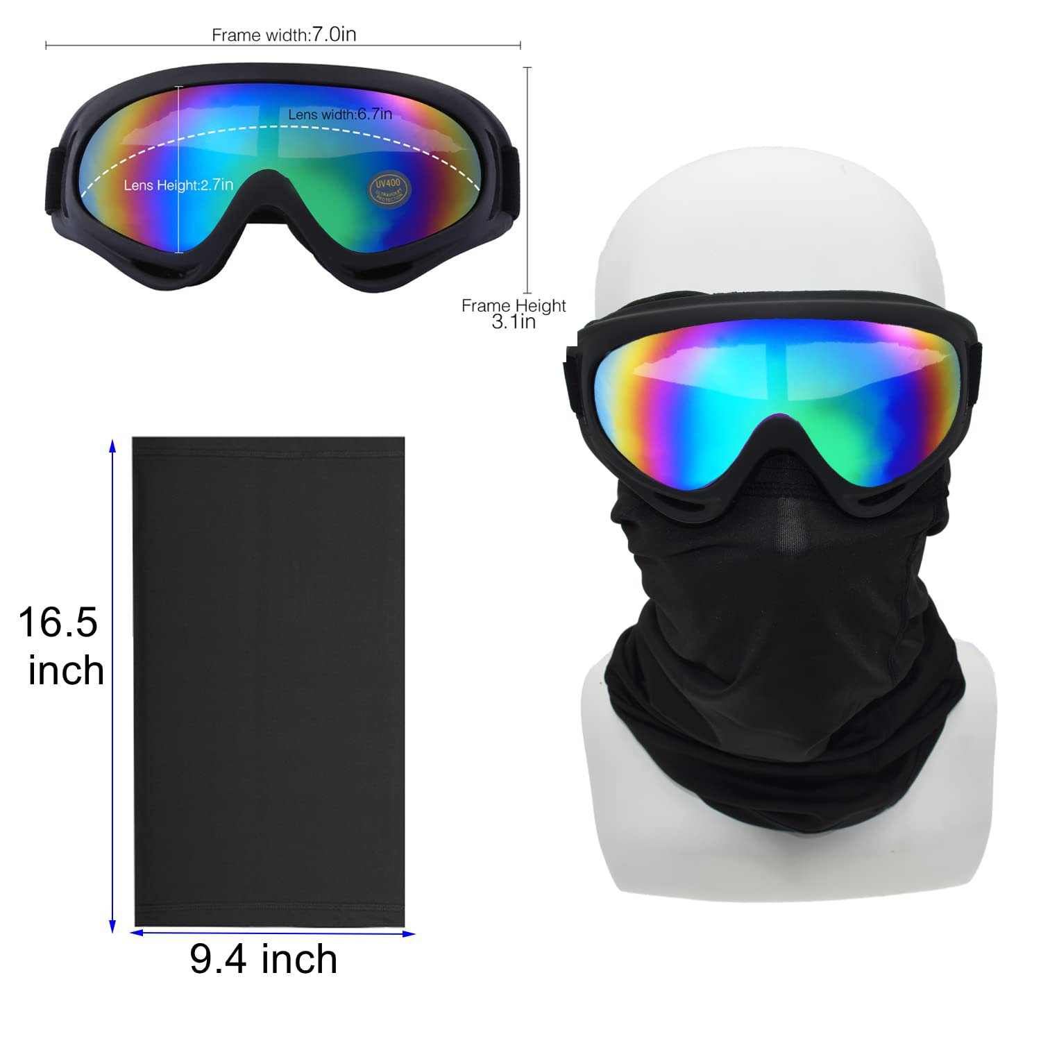 LJDJ four-pack goggles arranged to show lens options and fit.