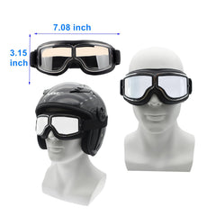 LJDJ motorcycle goggles PU leather frame close-up highlights comfortable strap.