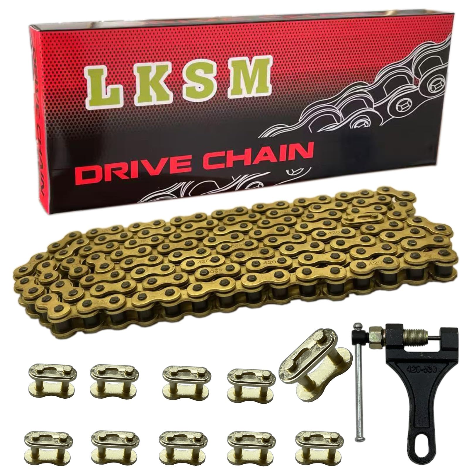 LKSM 420 gold chain with 132-link design for durable performance on dirt bikes
