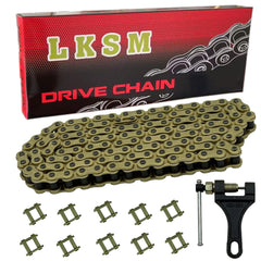 LKSM 428H gold chain with 130 links for 125–200cc bikes, durable performance