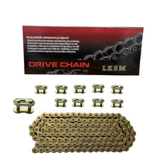LKSM 420 chain close-up shows heat-treated rollers for smoother engagement.