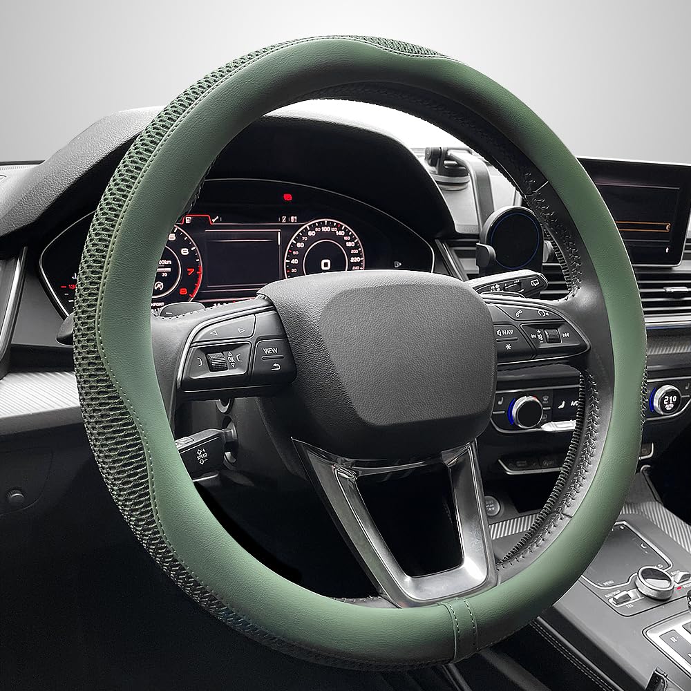 LKWLIKEI 15-inch steering wheel cover provides secure, comfortable grip.