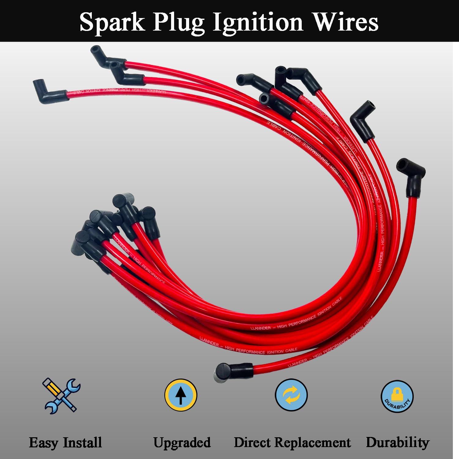 LLANNDER 10mm wires with 90-degree boots for easy routing
