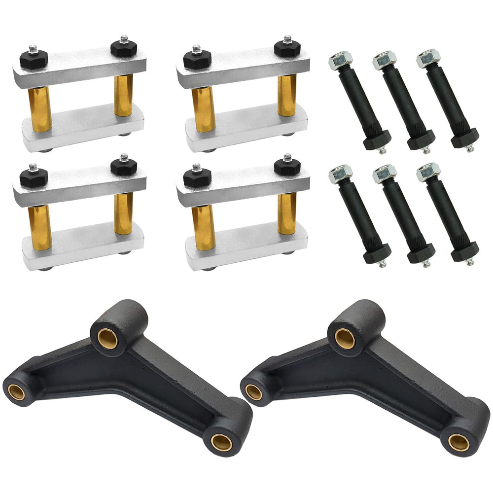 LLANNDER heavy-duty shackle kit with equalizer for tandem-axle stability.