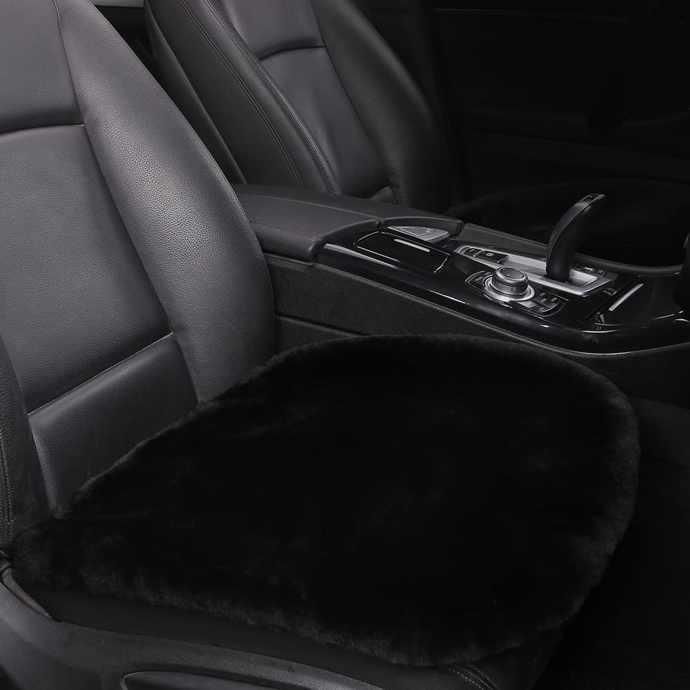 LLB genuine sheepskin car seat cushion front view for luxurious comfort on long drives