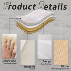 LLB Sheepskin seat cushion non-slip back close-up shows secure fit.