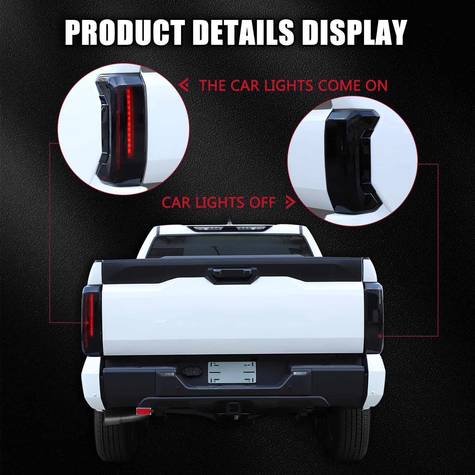 LLKUANG detailed fit area of tail light cover with colorfast finish