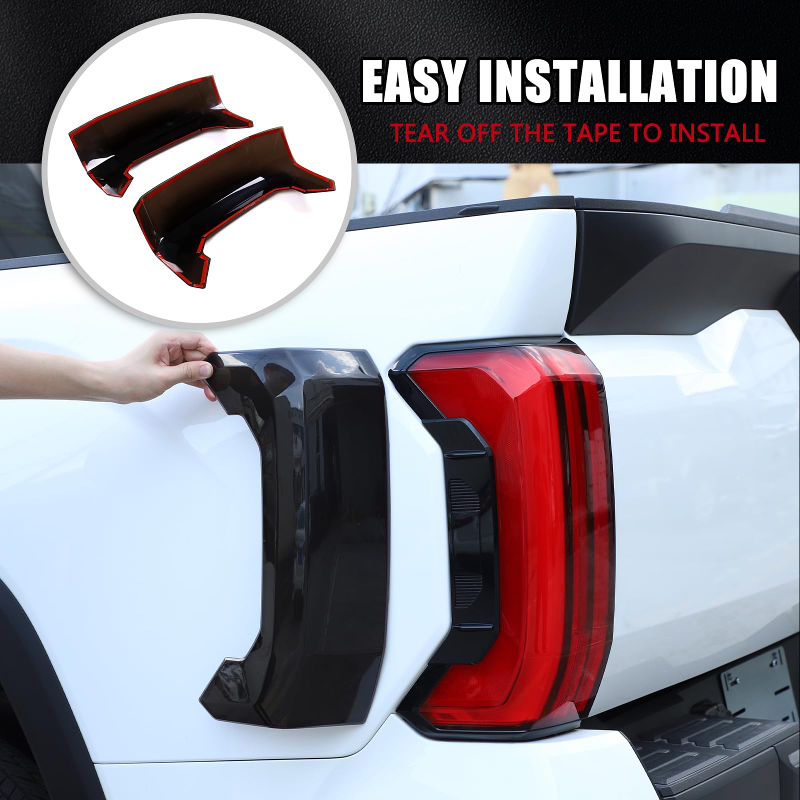 LLKUANG smoked-black tail light cover close-up highlighting durability