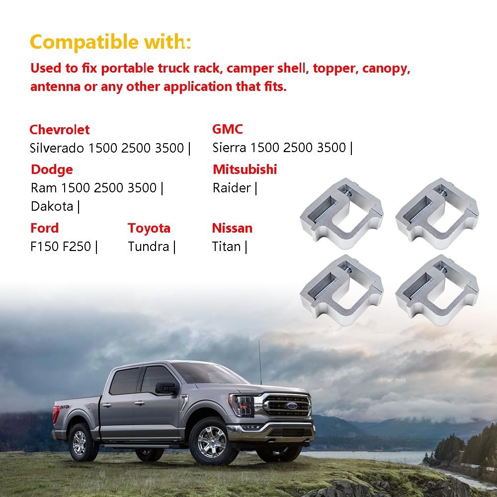 LLNSEAUTO Ford F-150 and F-250 clamps support secure mounting on diverse beds.