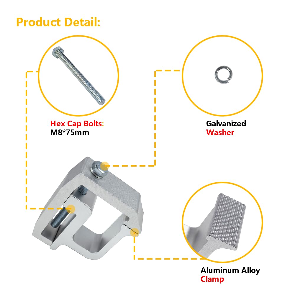LLNSEAUTO universal truck rack clamps fit up to 1.6 inches for versatile setups.