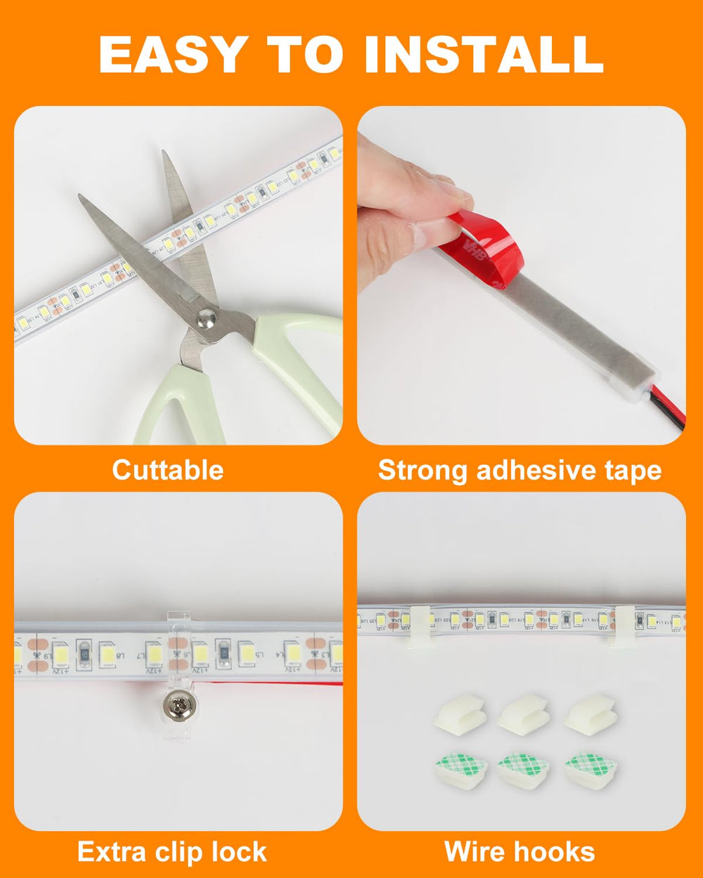 LLTOP installation with adhesive tape and clips for secure, long-lasting mounting