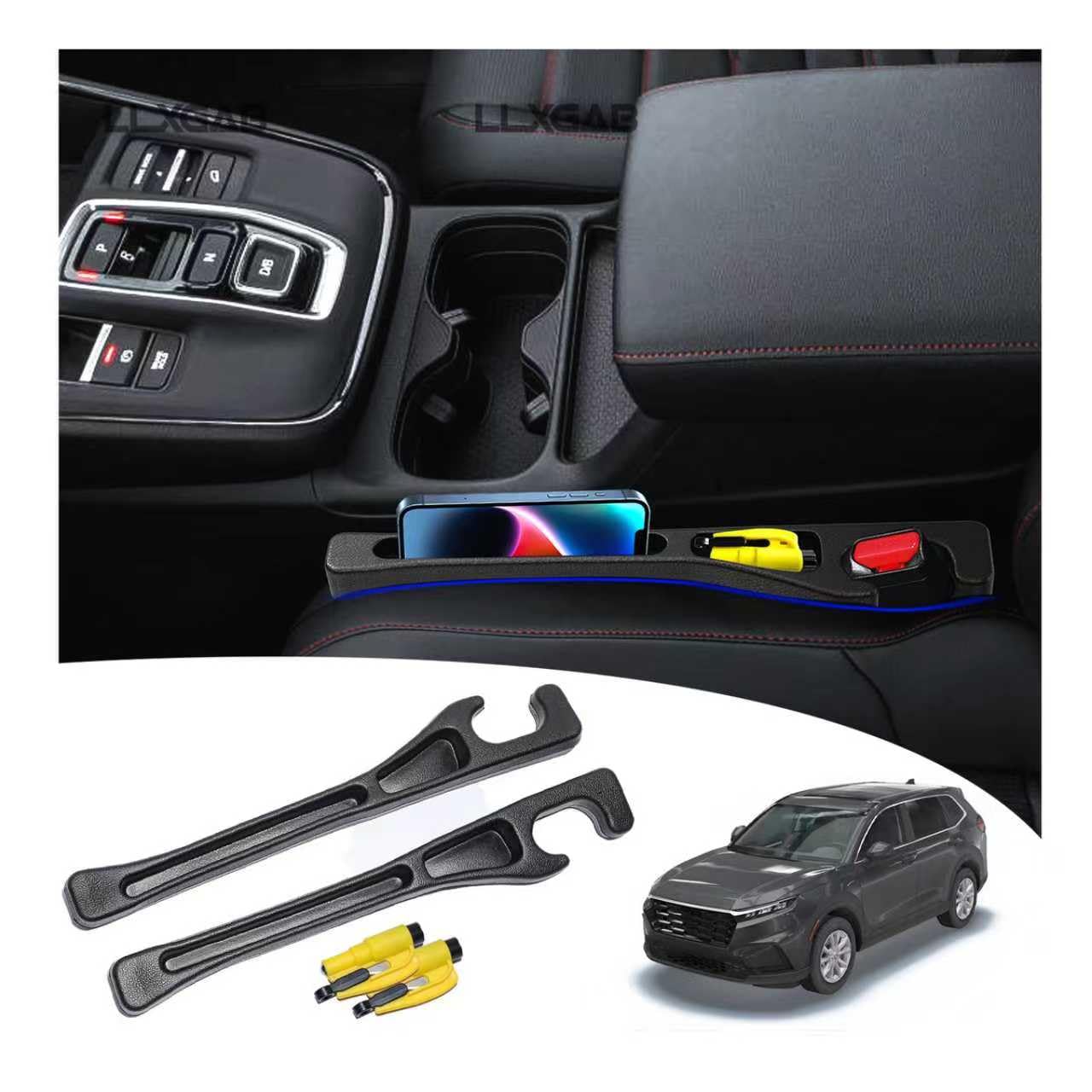 LLXGAB CR-V seat gap filler installed to block items from slipping.