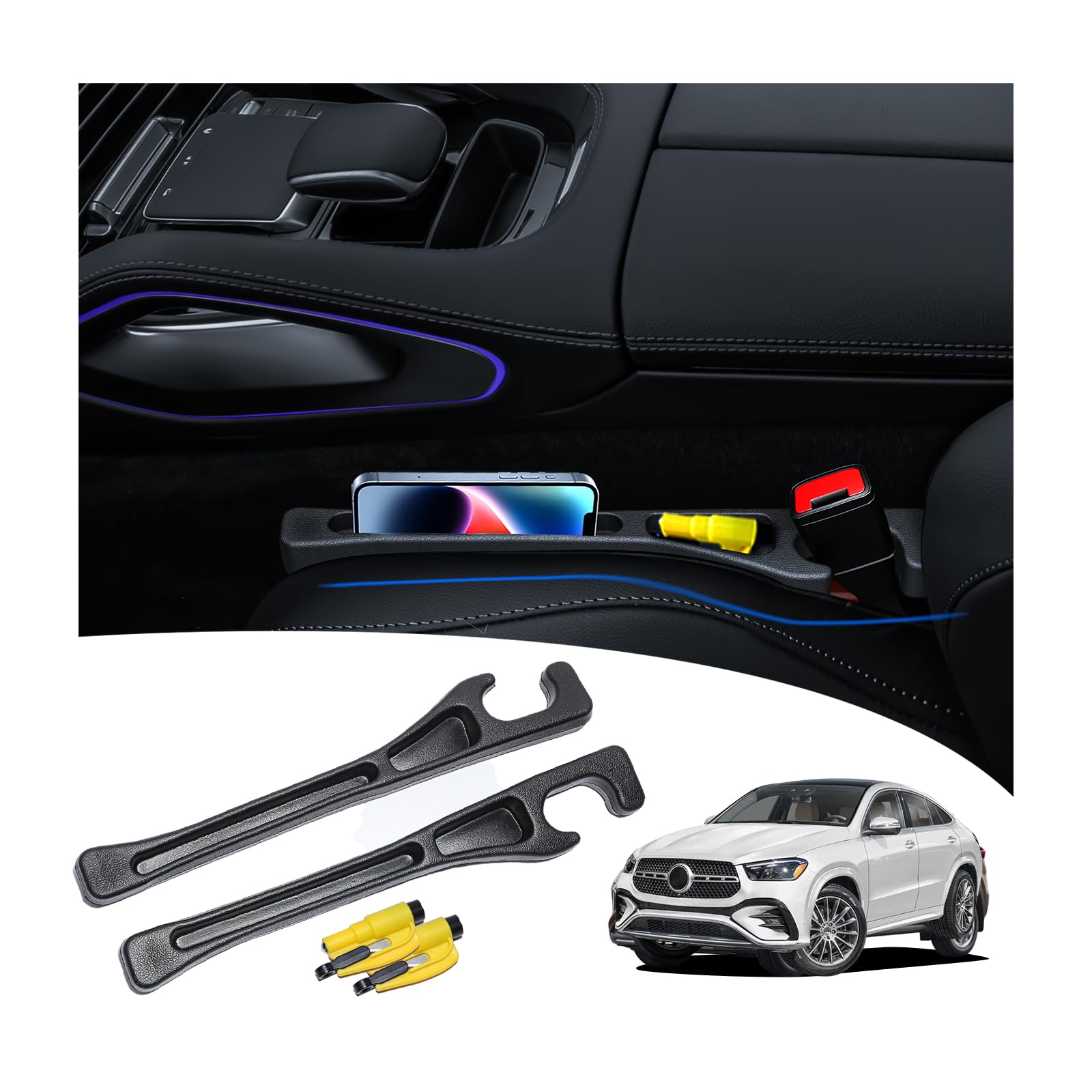 LLXGAB seat gap filler on driver side keeps essentials secure between seat and console